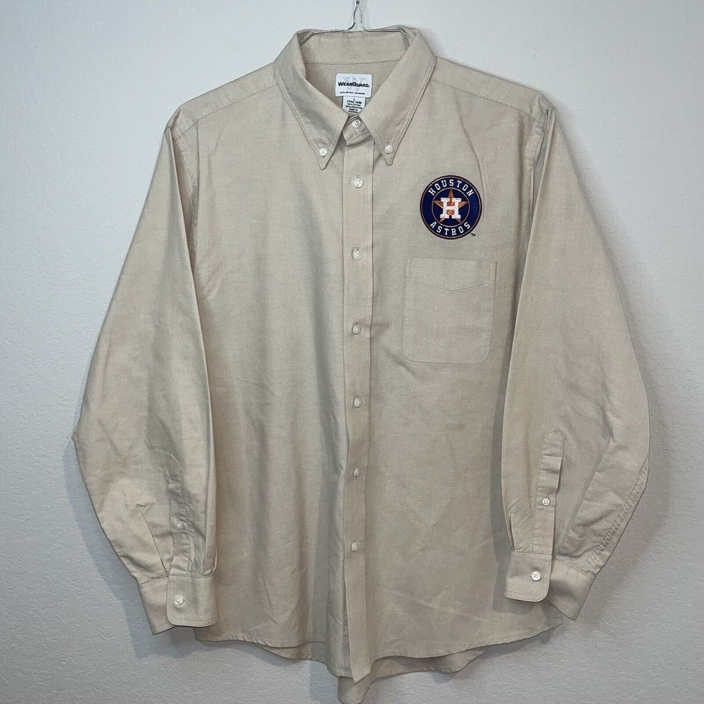 wearguard style 1400 Means Button Up Work Shirt Houston Astros Large Khaki